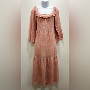 Christy Dawn Blush Pink Tiered Maxi Dress Medium